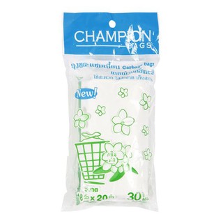CHAMPION ถุงขยะแชมเปี้ยน แบบม้วน กลิ่นมะลิ ขนาด 18 x 20 นิ้ว (แพ็ค 30 ใบ) สีขาว