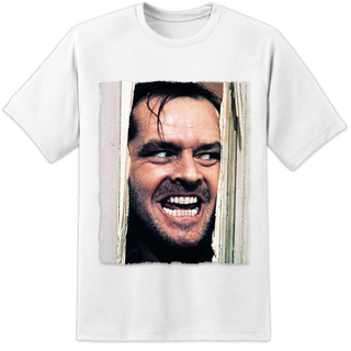 แขนสั้นcrew neckเสื้อยืดแขนสั้น คอกลม พิมพ์ลายภาพยนตร์ STANLEY KUBRICK JACK NICHOLSON "DOOR" แฟชั่นฤดูร้อน สําหรับผู้ชาย