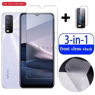 Vivo Y20 2021 กระจกนิรภัย 3 in 1 Vivo Y20G Y20s Y20A Y20 Y12 Y17 Y15 Y19 2020 Y50 Y30 Y95 ฟิล์มกระจกนิรภัย 9H กระจกกันรอยหน้าจอใส ฟิล์ม