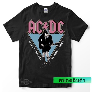 ROUND คอลูกเรือเสื้อยืดทุกวันdaily【🔥🔥】เสื้อยืด acdc LIVE IN CONCERT 79 WORLD ทัวร์ พรีเมี่ยม เสื้อยืด acdc ทัวร์วงดนตร