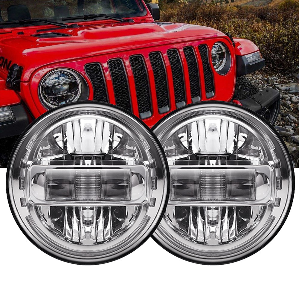 7 inch LED Headlights Assembly with DRL High Low Beam&4 Inch Fog Light For Jeep  Wrangler JK 2007-2018 LJ CJ TJ 97-18 | Shopee Thailand