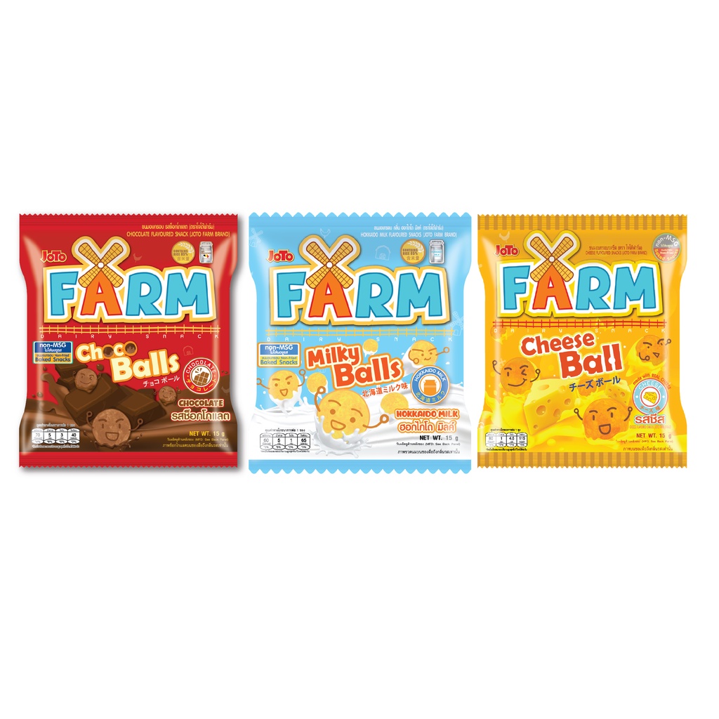 ๋Joto Farm โจโต้ ฟาร์ม ขนมอบกรอบ 3 รสชาติ 12 กรัม ยกแพ็ค แพ็คละ 12 ห่อ