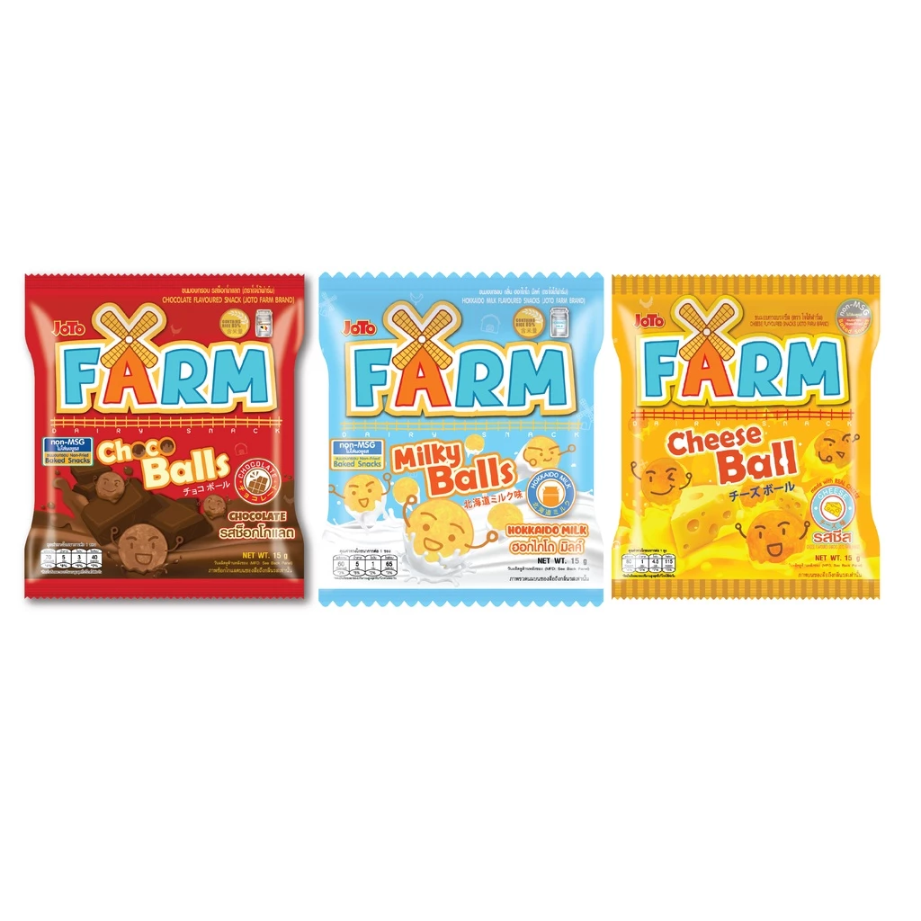 ๋Joto Farm โจโต้ ฟาร์ม ขนมอบกรอบ 3 รสชาติ 12 กรัม ยกแพ็ค แพ็คละ 12 ห่อ