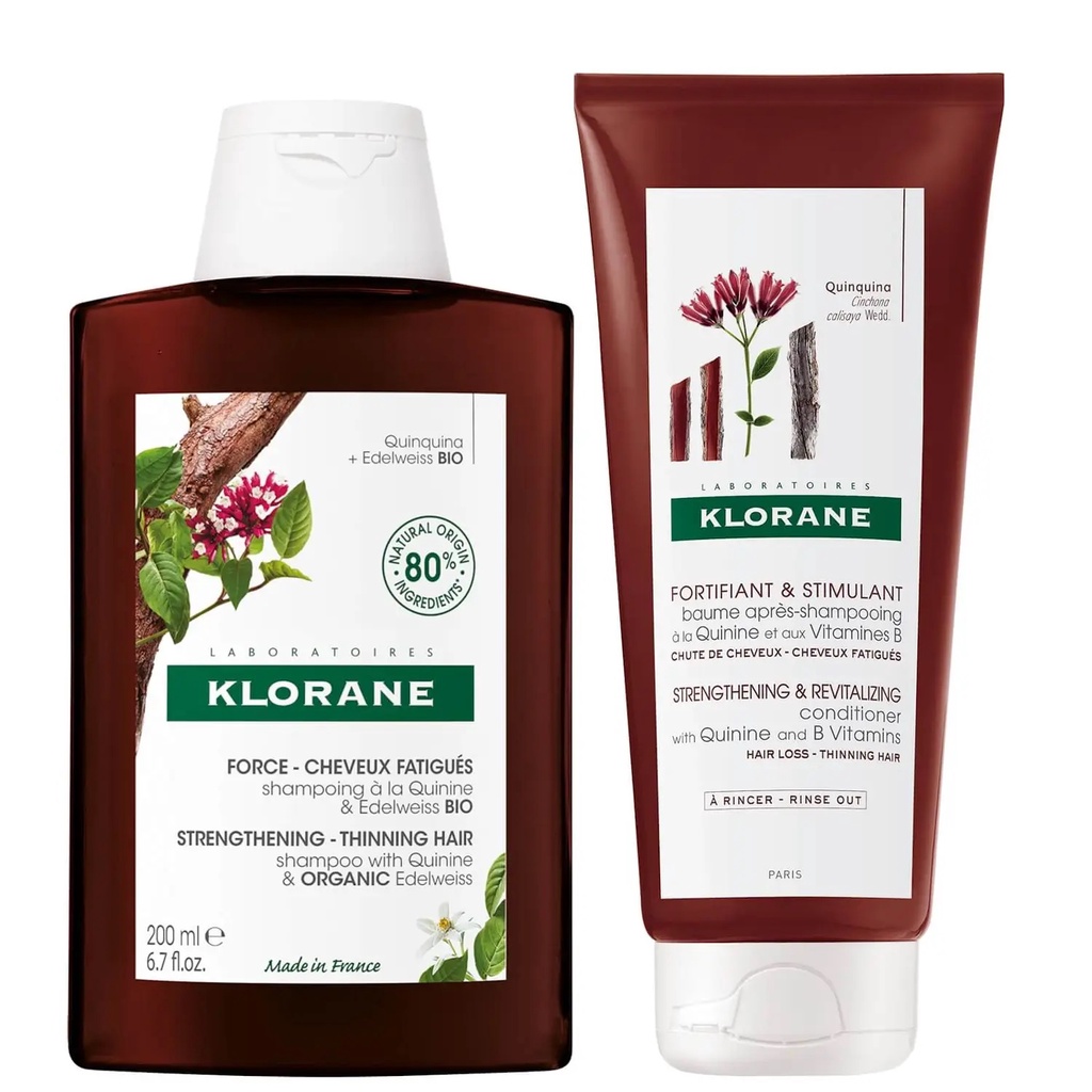 พร้อมส่ง ของแท้ KLORANE Strengthening Shampoo & Conditioner with Quinine for Hair Thinning, Loss (2 