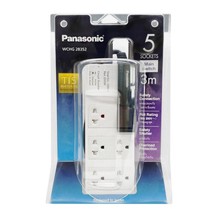 🔥The Best!! PANASONIC รางปลั๊กไฟ 5 ช่อง 1 สวิตซ์ รุ่น WCHG 28352 ขนาด 3 เมตร สีขาว - ดำ Extension Cords &amp; Power Strips