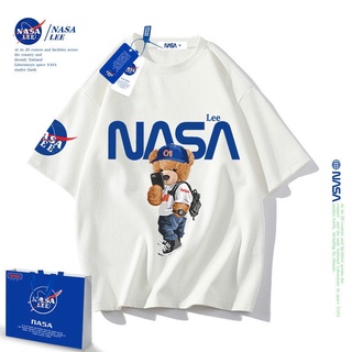 เสื้อยืดแขนสั้น ผ้าฝ้าย พิมพ์ลาย NASA แฟชั่นฤดูร้อน สําหรับเด็ก และผู้ใหญ่