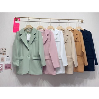 Blazer oversize พร้อมส่งค่ะะ เสื้อเบเซอร์ทรงโอเวอร์ไซส์สีพื้น