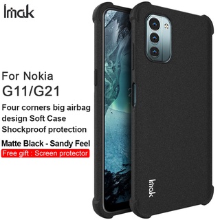 Imak Nokia G11 / Nokia G21 เคลือบด้าน รวมทุกอย่าง สี่มุม ถุงลมนิรภัย กันกระแทก TPU นิ่ม เคสด้านหลัง เคสโทรศัพท์ ป้องกันการตก