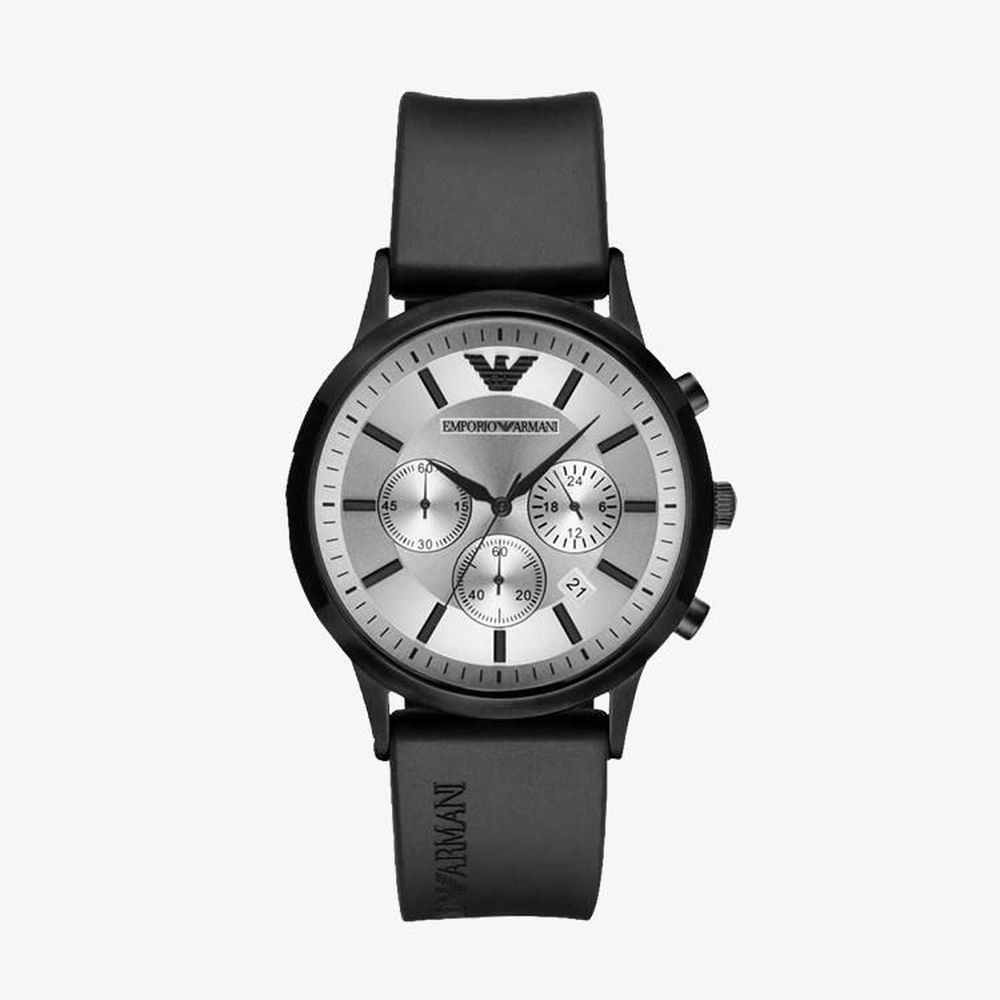 Emporio Armani นาฬิกาข้อมือผู้ชาย Classic Silver Dial Black รุ่น AR11048