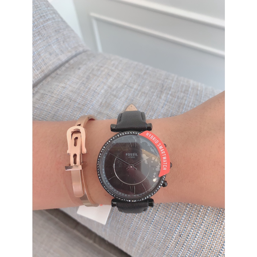 FOSSIL นาฬิกาข้อมือ Hybrid Smartwatch Carlie Black Leather FTW5038