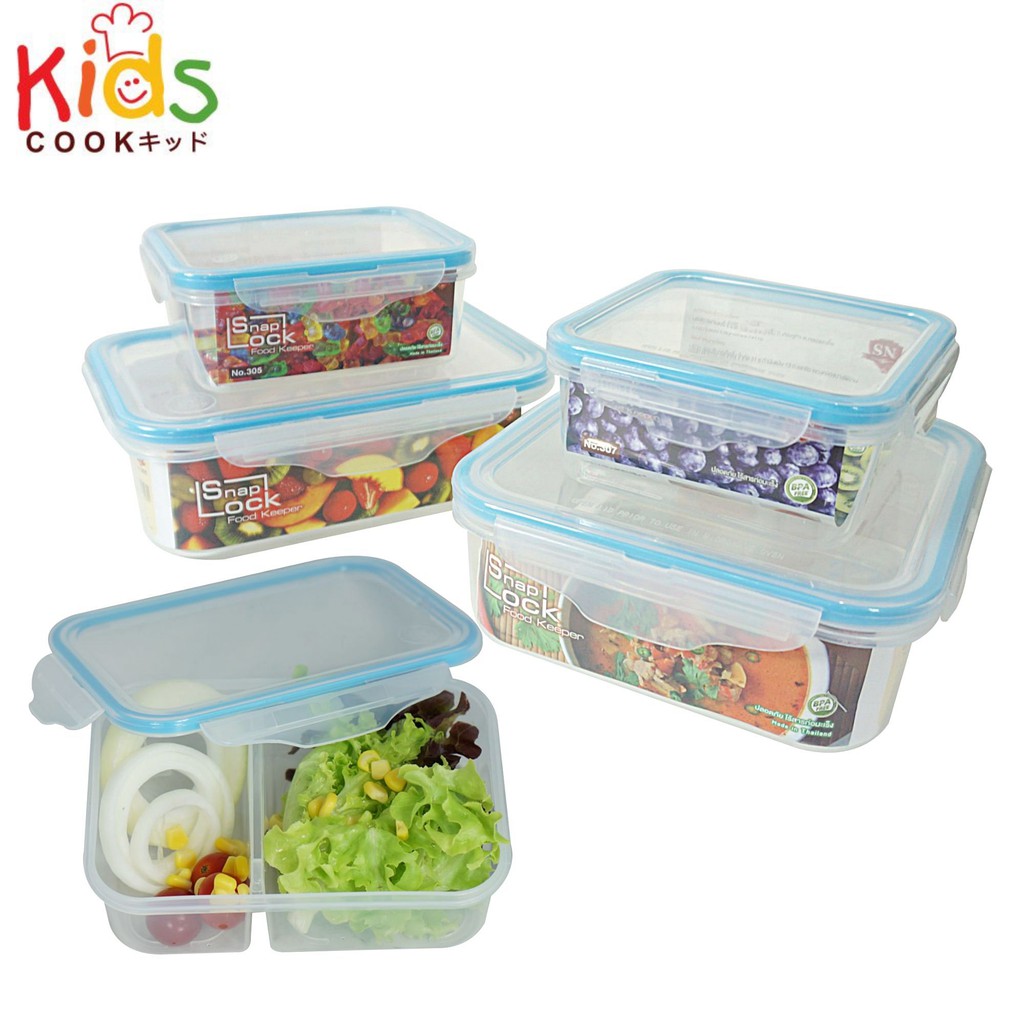KIDSCOOK กล่องอาหาร กล่องถนอมอาหาร Snap Lock สามารถเข้าไมโครเวฟ (C4)