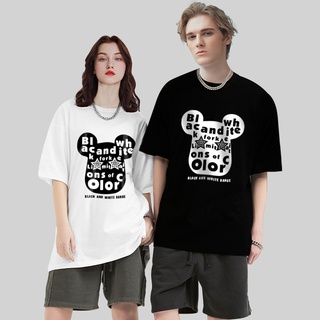 Wf เสื้อยืดคอกลม แขนสั้น พิมพ์ลาย BLACK &amp; WHITE BEAR ทรงหลวม แฟชั่นสําหรับผู้ชาย และผู้หญิง