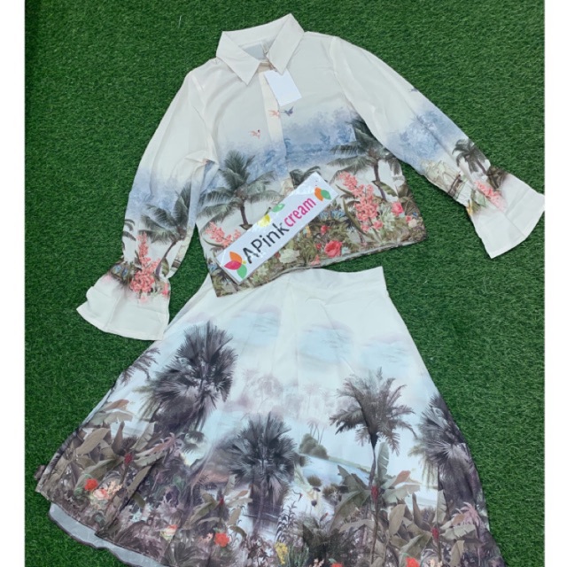 P201 B9 ชุดเซ็ท ของใหม่ ป้าย Jariya  เสื้อ อก 37-38 ยาว 22"  / กระโปรง เอว 29-30  สะโพก Free  ยาว 28