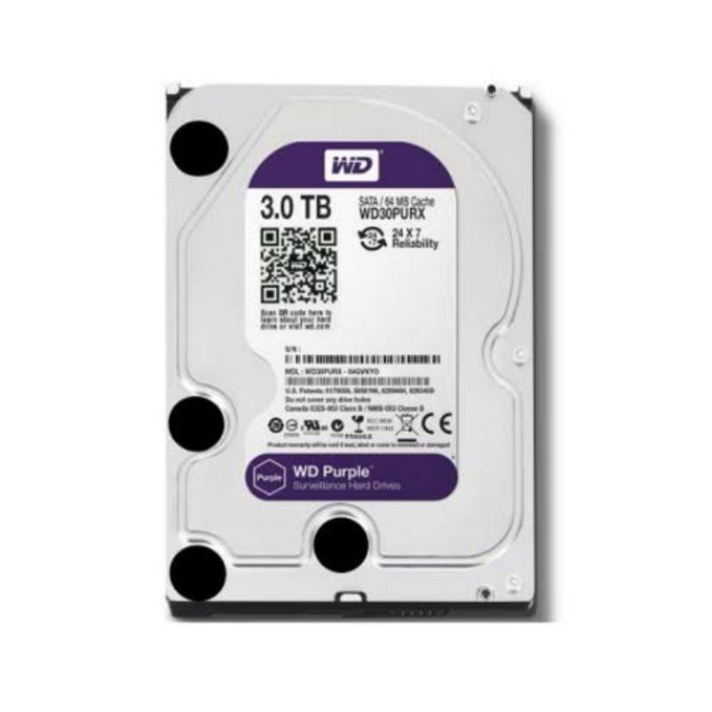 3TB HDD (ฮาร์ดดิสก์) WD PURPLE SATA3 ( WD10PURX )