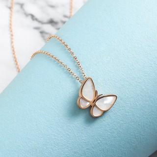 🦋(พร้อมส่ง) สร้อยคอจี้หินอ่อนรูปผีเสื้อสีขาว น่ารักมินิมอล✨ สร้อยเส้นเล็กใส่แล้วคอสวยมากเว่อร์🥰✨