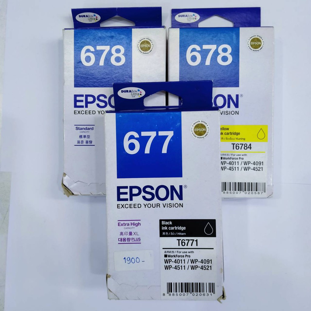 EPSON T677BK (T677190), T678C (T678290), T678Y (T678490) ตลับหมึก Epson T677, T678 (ของแท้ ลดล้างสต๊