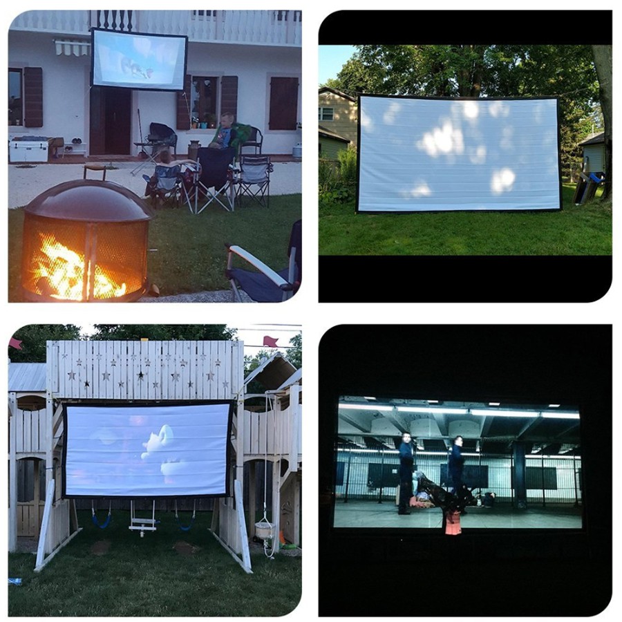 แนะนำ ผ้าม่าน 100 นิ้ว จอโปรเจคเตอร์ พับโปรเจคเตอร์แบบพกพาสีขาวผ้าวัสดุ LED Projector โฮมเธียเตอร์โรงภาพยนตร์กลางแจ้งสีขาวผ้าม่าน ราคาพิเศษ มีเก็บเงินปลายทาง