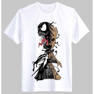 เสื้อยืดลำลองเสื้อยืดแขนสั้น ผ้าฝ้าย พิมพ์ลายภาพยนตร์ Venom Groot Superhero สําหรับผู้ชายS to4XL