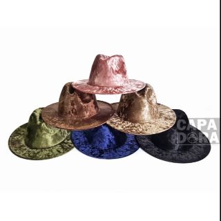 (6สี) หมวกปานามา กำมะหยี่ ขนาดปีก 6.5cm Panama hat size 6.5cm