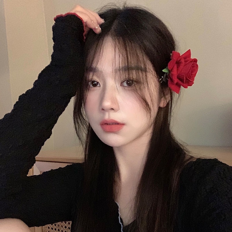 กิ๊บติดผม รูปดอกกุหลาบ สีแดง หรูหรา สไตล์เรโทร แฟชั่นสําหรับผู้หญิง - รูปที่ 2