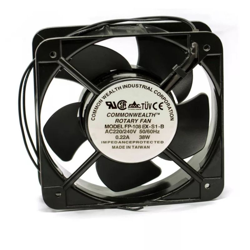 พัดลม 6นิ้ว COMMONWEALTH-ROTARY FANMODEL FP-108EX-S1-BAC220/ 240V 50/60Hz0.22A 38WIMPEDANCE PROTECTED ขนาด150×150×50mm