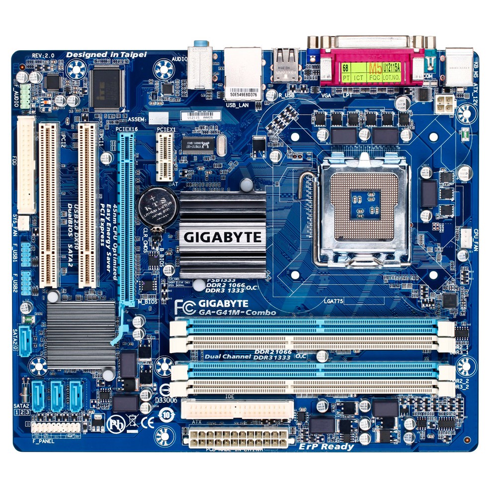mainboard เมนบอร์ด socket 775, GIGABYTE GA-G41M-Combo , DDR3+DD2 พร้อมฝาหลัง