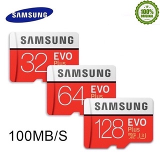 Samsung 32GB/64GB/128GB/256GB EVO Plus MicroSDXC (คลาส 10/100MB/s) พร้อมอะแดปเตอร์การ์ดหน่วยความจํา Samsung ของแท้ / MMC