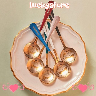 ✦LUCKY✦ New Spoon Creative Jingle Cat Doraemon Cute Stainless Steel Household Round Cartoon Thickened/Multicolor