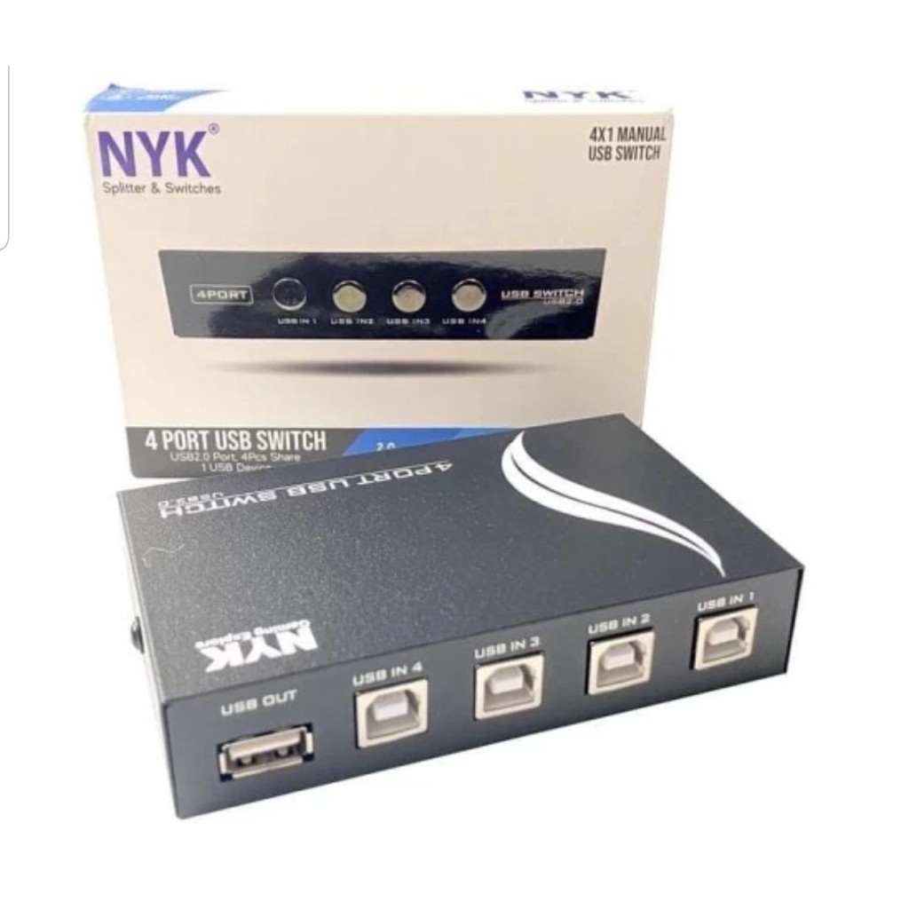 USB HUB 2.0 Data Switch 1-4 GT 1A4B NYK - สีดํา