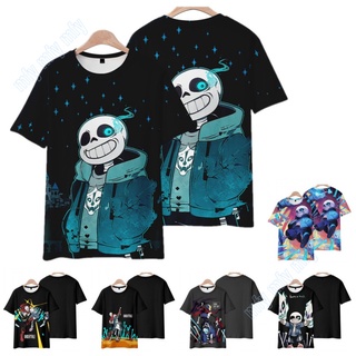 เสื้อยืดอนิเมะลำลองสำหรับผู้ชาย ผู้หญิง วัยรุ่น Undertale Sans Frisk Papyrus