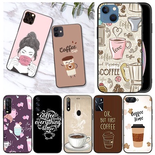 เคสโทรศัพท์มือถือแบบนิ่ม ลายกาแฟ สีดํา แฟชั่นหรูหรา สําหรับ Samsung A20 A30 A20S A30S A40S A50S A70