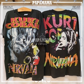 [ NIRVANA ] Kurt Cobain รุ่นผ้าบาง เสื้อวง เสื้อทัวร์ เสื้อร๊อค papamama vintage