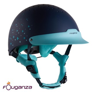 หมวกขี่ม้า FOUGAZA หมวกกันน็อคขี่ม้า รุ่น 120 / FOUGANZA 120 Riding Helmet - Grey/Turquoise