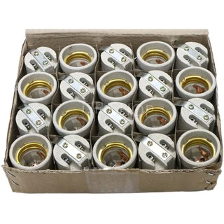Augut ขั้วห้อย กระเบื้อง มีเดือย 4A 250V สำหรับหลอด เกลียว E27 (รุ่น F-520) ขั้วทรงกระถาง ขั้วหลอด