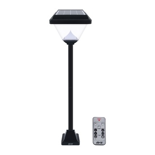 Homehapp  โคมไฟเสาสนามโซล่าเซลล์ EVE LIGHTING รุ่น GSL-12 2W Tri-color/Remote สีดำ