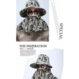 หมวกกันแดด ลายพราง เหมาะกับใส่ตกปลากลางแจ้ง แฟชั่นฤดูร้อน สําหรับผู้ชาย