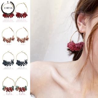 ต่างหูอารมณ์เกาหลีต่างหูผ้ายาวแฟลชต่างหูดอกไม้สตรี B1