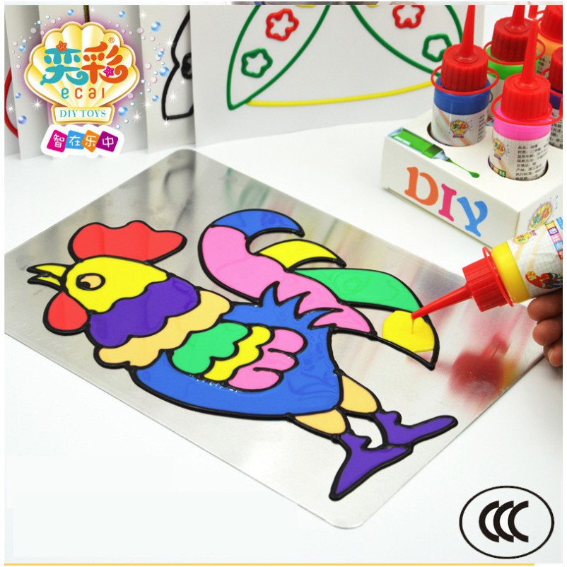 ชุดหยอดยาง บีบสี พร้อมสีและอุปกรณ์ DIY TOYS Magic sticker set