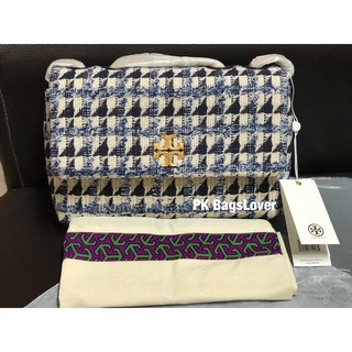 กระเป๋าสะพายข้าง Tory Burch Kira Chevron Tweed Small ผ้าทวิด สีน้ำเงิน