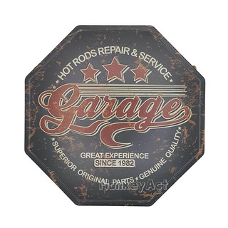 ป้ายสังกะสีวินเทจ Garage Hot Rods Repair &amp; Serivce (ปั๊มนูน)