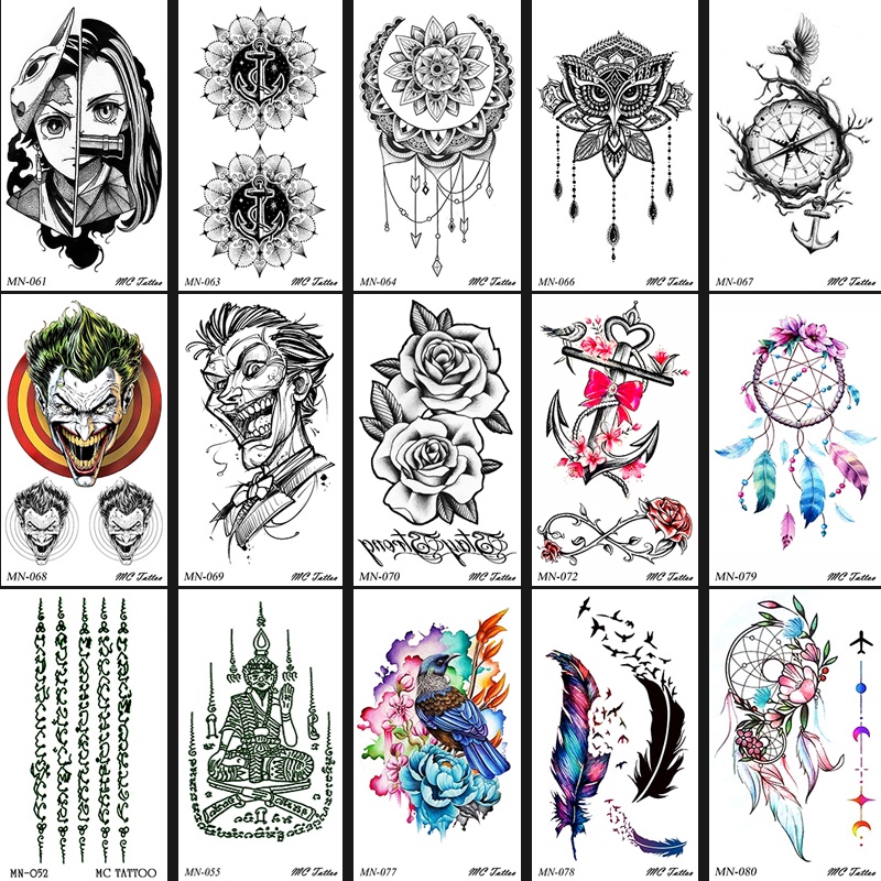 MN-051-100 สติ๊กเกอร์แทททู ไซส์ มินิมอล ขนาด 6x10.5cm sticker tattoo