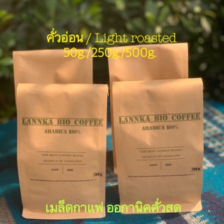 เมล็ดกาแฟคั่วสด ปลอดสารเคมี จากไร่ต้นน้ำ ดอยลังกา ขนาด 250 กรัม / 500 กรัม **คั่วอ่อน