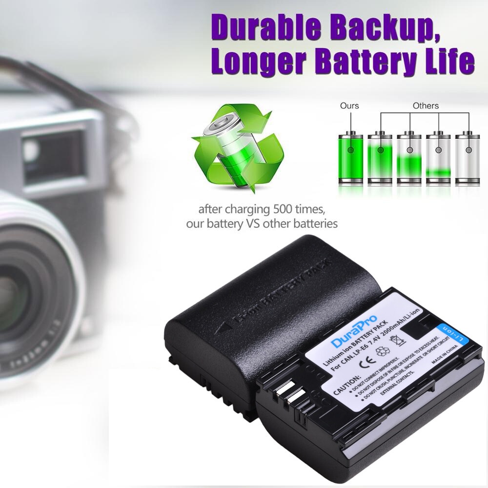 แบตเตอรี่ + เเท่นชาร์จ Battery 2x Charger CANON LP-E6 LPE6 เเบตเตอรี่กล้องcanon EOS 5D Mark II, 5D Mark III, 5D Mark IV,