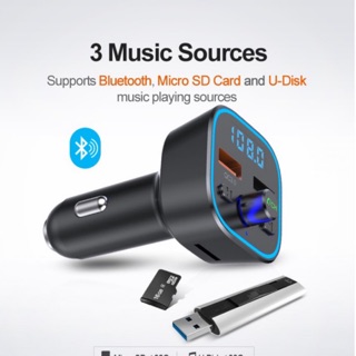 ของแท้ 100%บลูทูธรถยนต์ T35 บูลทูธรถยนต์+2USB Car Charger บลูทูธในรถ บูลทูธรถยนต์ Wireless Bluetooth For Car ตัวรับ