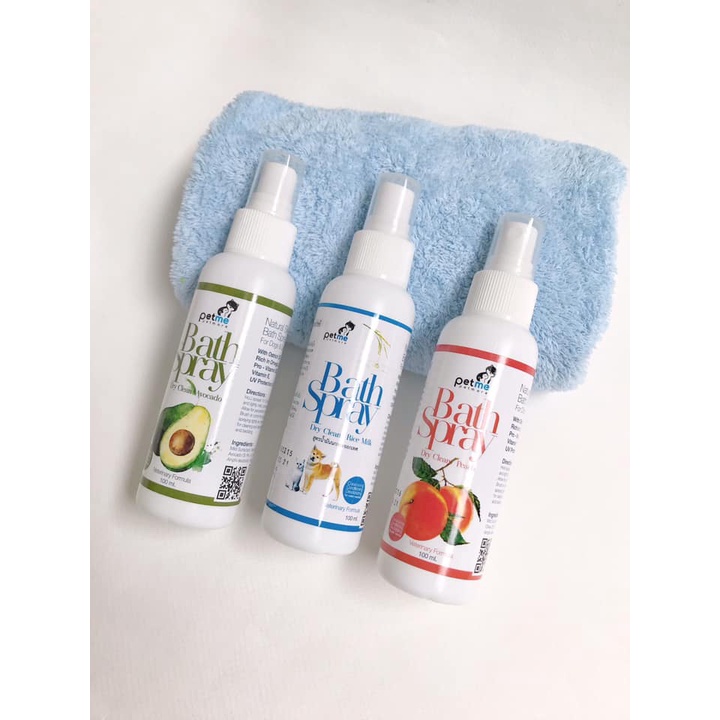 PETME100mlสเปรย์อาบน้ำแห้งสำหรับสัตว์เลี้ยงสูตรน้ำมันนกกระจอกเทศ มีให้เลือกความหอมถึง 3 กลิ่น ทำความสะอาด