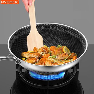 RYBACK กระทะทอด กระทะสแตนเลส กระทะก้นลึก หม้อสแตนเลส กระทะเทฟล่อน Teflon Cooking Pan กระทะรังผึ้ง non stick ไม่ติดกระทะ