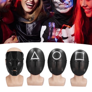 [เกมปลาหมึก]  Tool House.ay Fancy Dress Party Squid Game Face Cover Adult Cosplay Full Face Covering Halloween Props Accessory