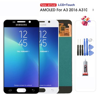 อะไหล่หน้าจอสัมผัส LCD แบบเปลี่ยน สําหรับ Samsung Galaxy A3 2016 A310 A310F A3100