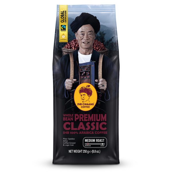 เมล็ดกาแฟดอยช้าง ( Premium Classic Doi Chaang Coffee 250 g. x 1pack ) กาแฟคั่วหอมกรุ่น กาแฟคุณภาพเกรดพรีเมี่ยม กาแฟไทย