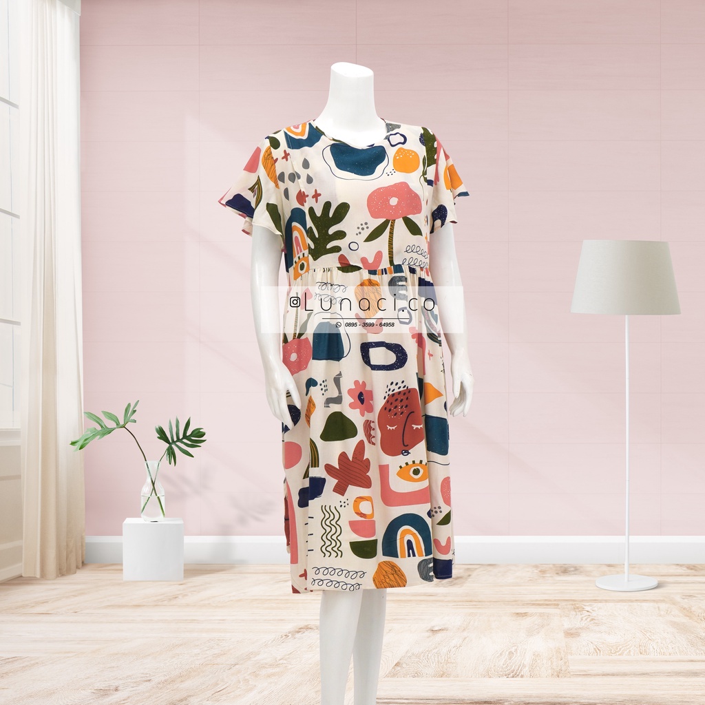 Lunaci Cream Aztec Kina Dress